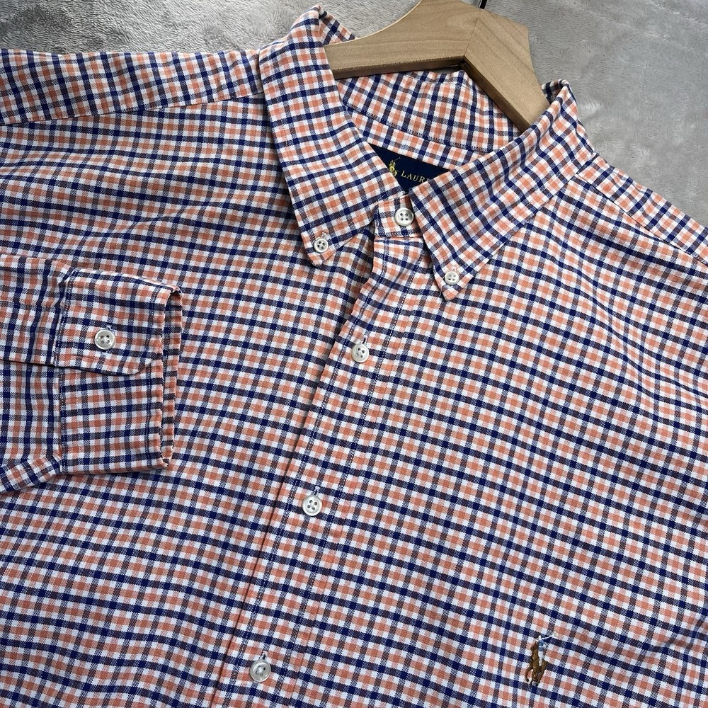 Ralph Lauren Button‎ Down Shirt Mens 2XLT Plaid Long Sleeve Cotton Big Tall